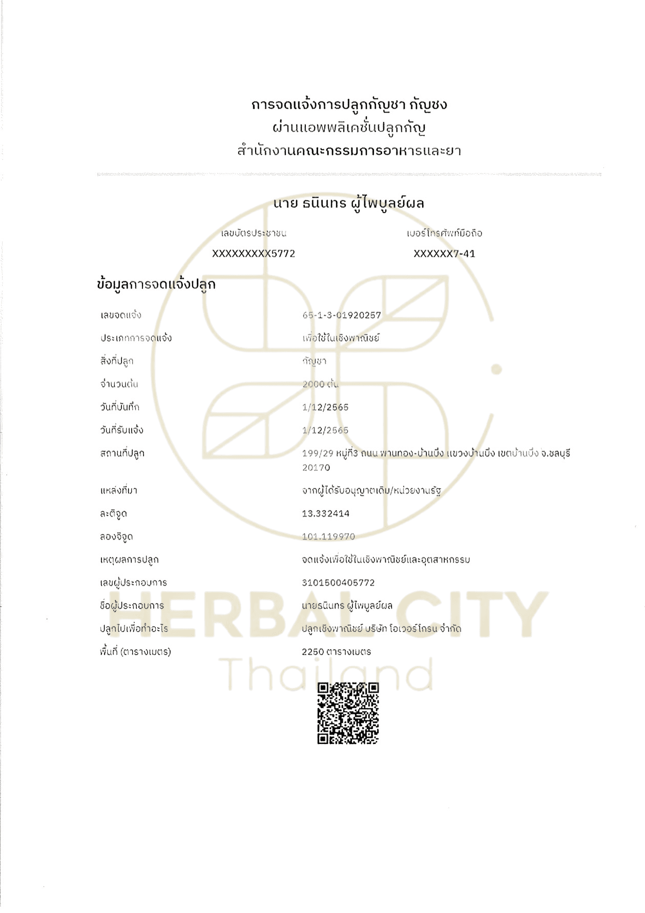 Cultivation License